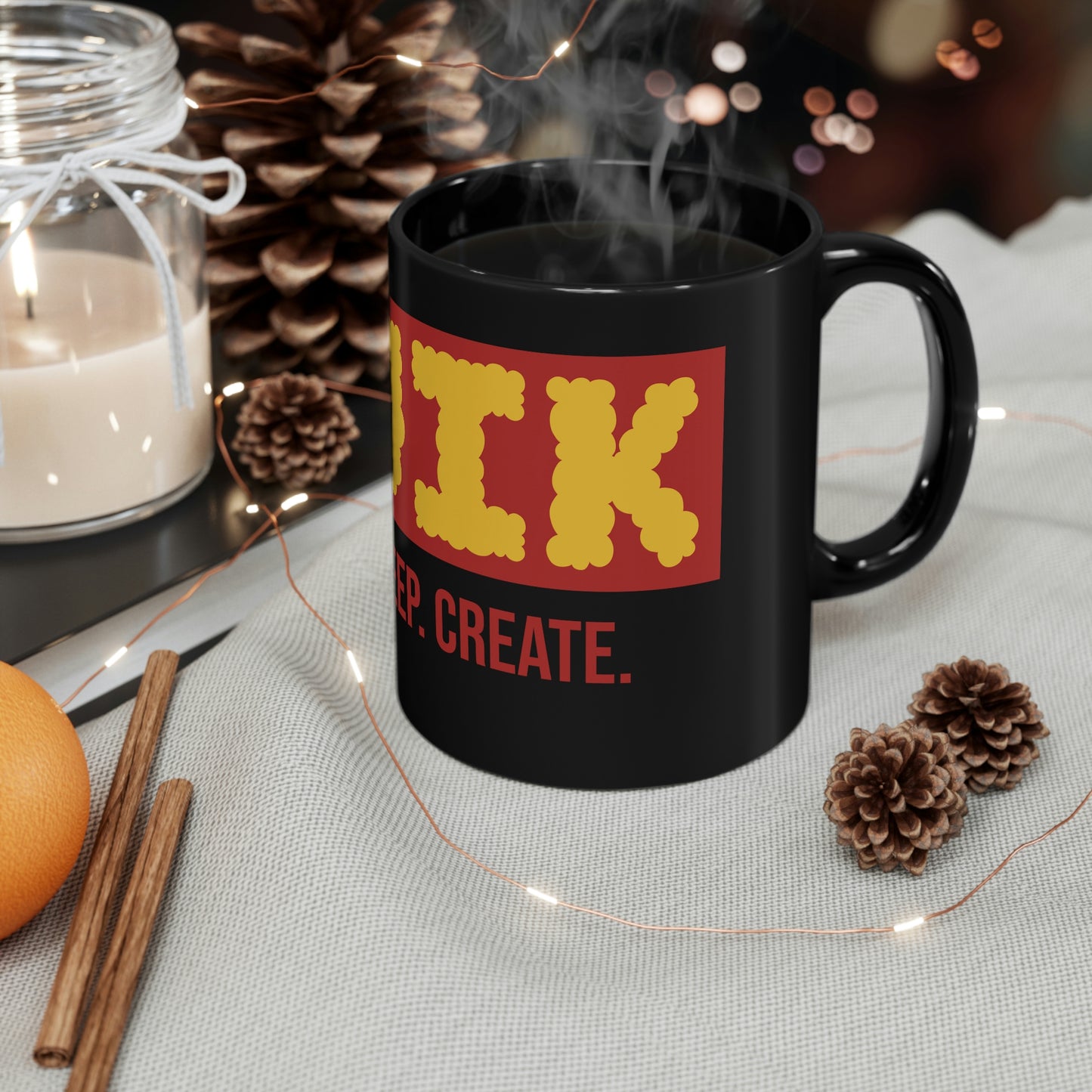"Eat. Sleep. Create. Cloudy" 11oz Black Mug