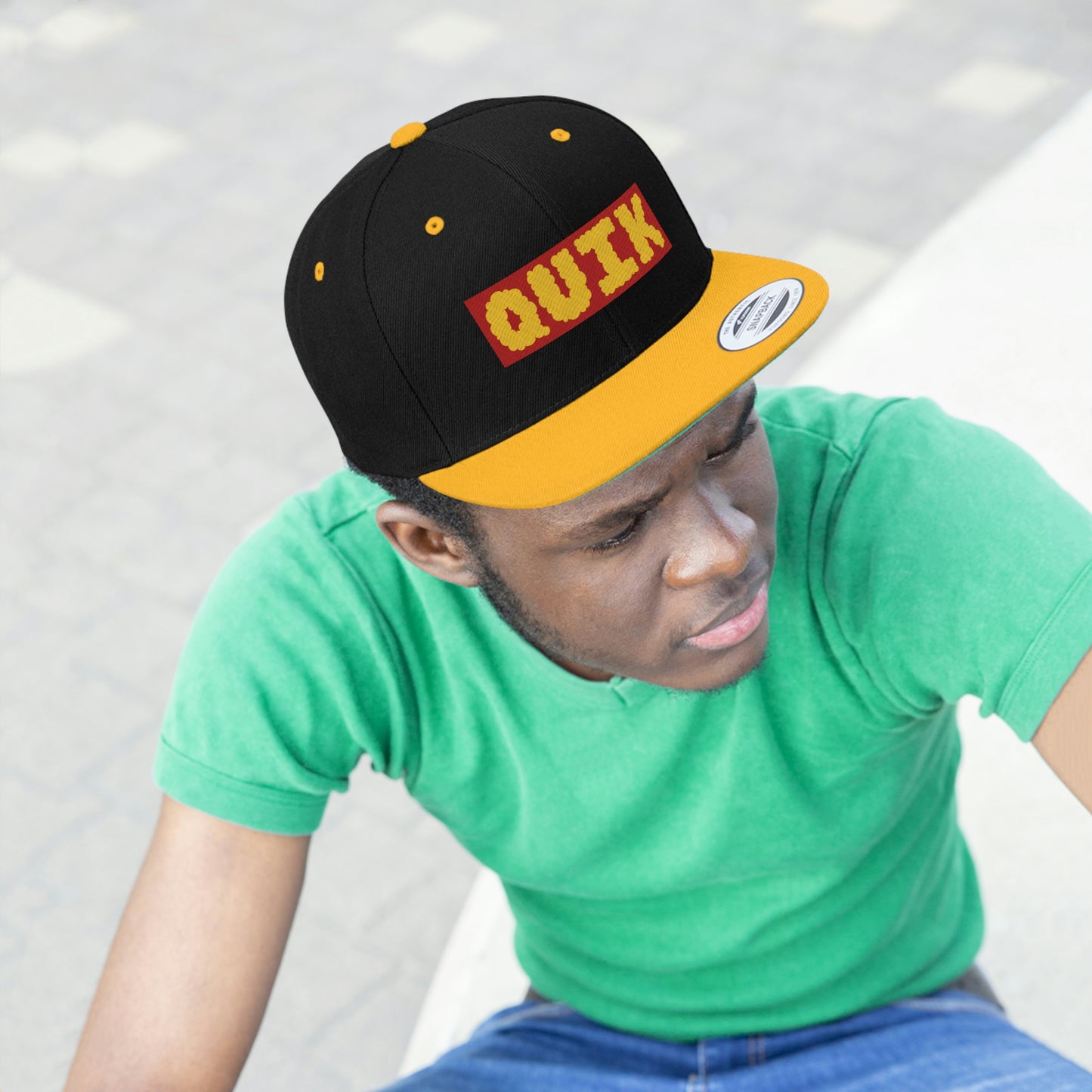 "Quik Cloudy Logo" Unisex Flat Bill Hat