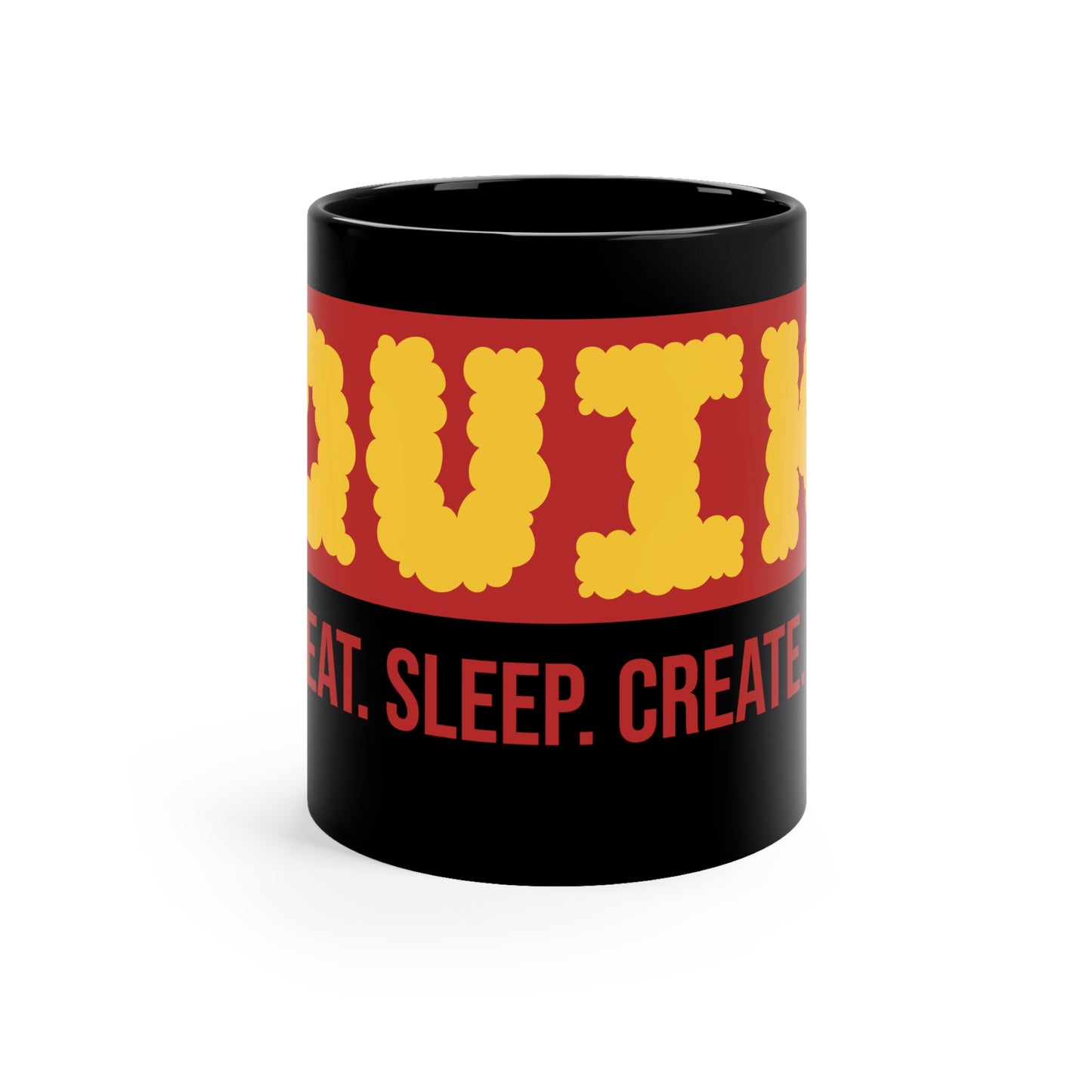 "Eat. Sleep. Create. Cloudy" 11oz Black Mug
