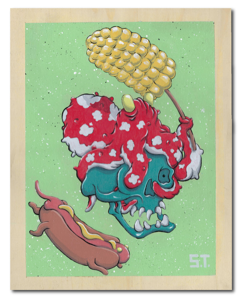 "Elote Skull Space" Original Painting