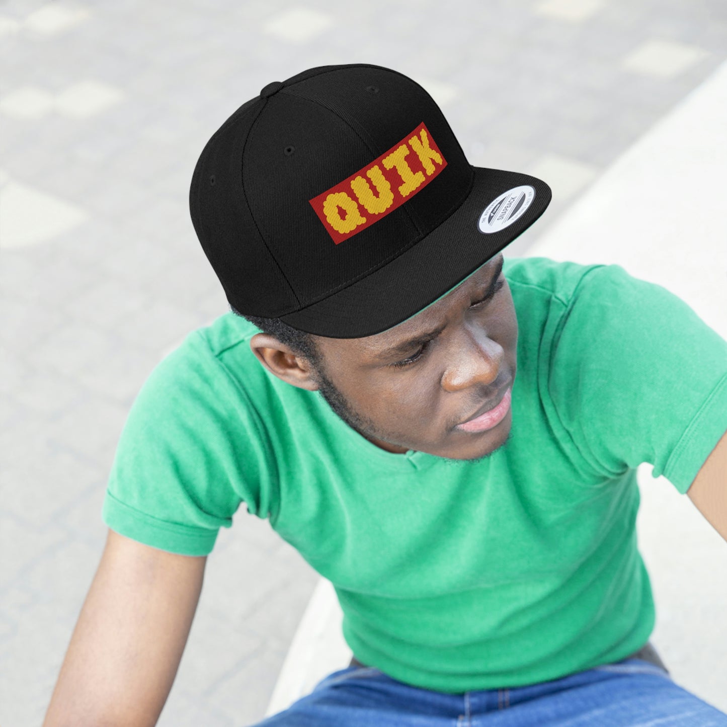 "Quik Cloudy Logo" Unisex Flat Bill Hat