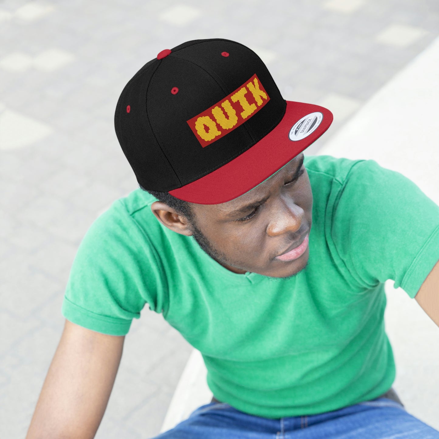 "Quik Cloudy Logo"  Unisex Flat Bill Hat